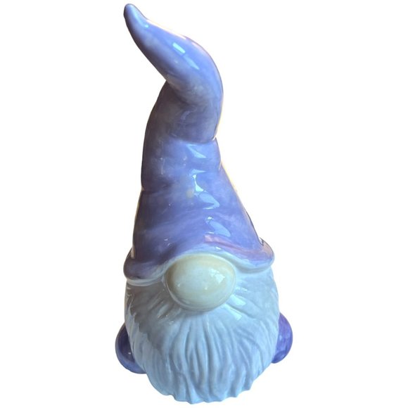 Hand-Painted GNOME Ceramic Decor Pastel Lilac 8.75" tall Whimsical - Picture 10 of 14